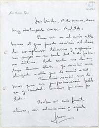[Carta] 2001 marzo 17, Los Vilos, Chile [a] Matilde Ladrón de Guevara  [manuscrito] Juan Guzmán Tapia.