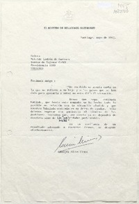 [Carta] 1993 mayo, Santiago, Chile [a] Matilde Ladrón de Guevara  [manuscrito] Enrique Silva Cimma.
