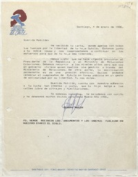 [Carta] 1996 enero 4, Santiago, Chile [a] Matilde Ladrón de Guevara  [manuscrito] Gladys Marín.