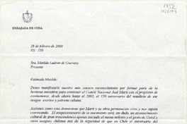[Carta] 2000 febrero 28, Santiago, Chile [a] Matilde Ladrón de Guevara  [manuscrito] Aramis Fuente Hernández.