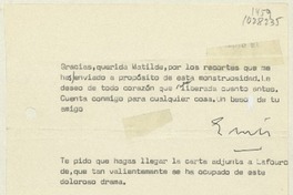 [Carta] 1995 julio, [Santos Lugares], [Argentina] [a] Matilde Ladrón de Guevara  [manuscrito] Ernesto Sábato.
