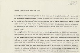 [Carta] 1995 abril 3, Santos Lugares, Argentina [a] Matilde Ladrón de Guevara  [manuscrito] Ernesto Sábato.