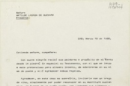 [Carta] 1998 marzo 18, Cárcel de Santiago, Chile [a] Matilde Ladrón de Guevara  [manuscrito] José Luis Medina Soto.