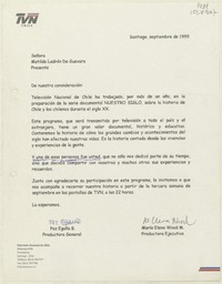 [Carta] 1999 septiembre, Santiago, Chile [a] Matilde Ladrón de Guevara  [manuscrito] María Elena Wood.