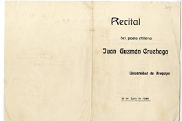 [Programa] de Recital Poético, 1938, julio, Arequipa  [manuscrito] [organizado por la] Universidad de Arequipa.