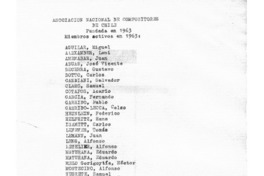 Asociación Nacional de Compositores de Chile Miembros Activos en 1963