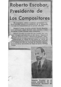 Roberto Escobar, Presidente de los Compositores