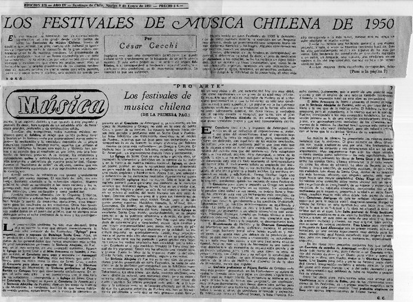 Los Festivaes de Música Chilena de 1950
