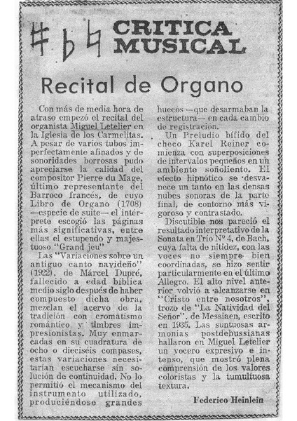 Crítica Musical Recital de órgano