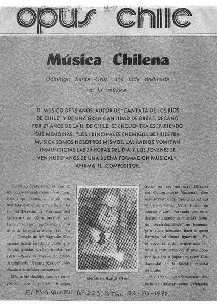 Música Chilena Domingo Santa Cruz, una vida dedicada a la música