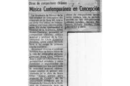 Música Contemporánea en Concepción Obras de compositores chilenos