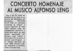 Concierto homenaje al músico Alfonso Leng