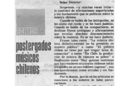 Postergados Músicos Chilenos Cartas