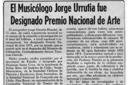 El Musicólogo Jorge Urrutia fue designado Premio Nacional de Arte