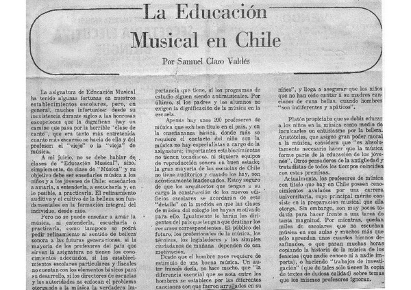 La Educación Musical en Chile