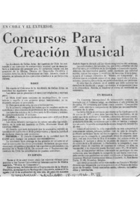 Concursos Para Creación Musical En Chile y el exterior.