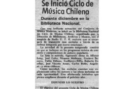 Se Inició Ciclo de Música Chilena Durante diciembre en la Biblioteca Nacional