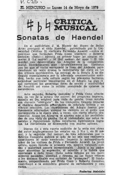 Crítica Musical Sonatas de Haendel