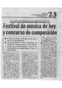 Festival de Música de Hoy y concurso de composición