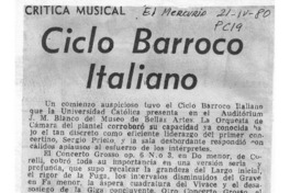 Crítica Musical Ciclo Barroco Italiano
