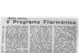Crítica Musical V Programa Filarmónico