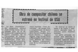 Obra de compositor Chileno se estrenó en festival de USA