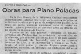 Obras para piano polacas Crítica Musical
