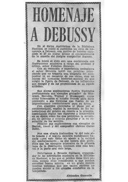 Homenaje a Debussy Crítica Musical