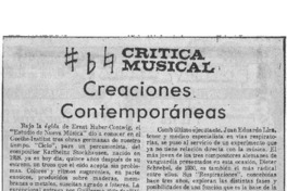 Creaciones Contemporáneas Crítica musical