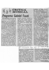 Programa Gabriel Fauré Crítica musical