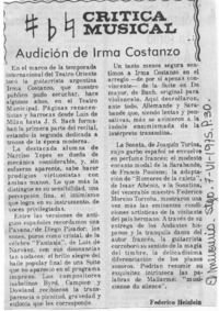 Audición de Irma Costanzo Crítica Musical