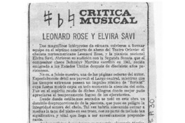 Leonard Rose y Elvira Savi Crítica Musical