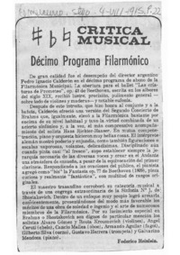 Décimo Programa Filarmónico Crítica Musical