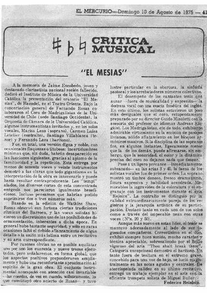 "El Mesías" Crítica Musical