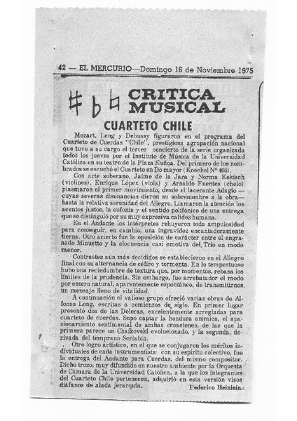 Cuarteto Chile Crítica Musical