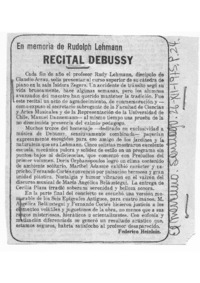 Recital Debussy En memoria de Rudolph Lehman