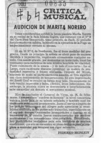 Audición de Marita Norero Crítica Musical