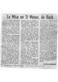 La Misa en Si Menor, de Bach Crítica Musical