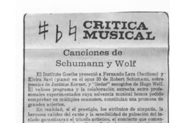 Canciones de Schumann y Wolf Crítica Musical