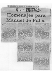 Homenajes para Manuel de Falla Crítica Musical