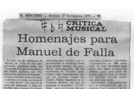 Homenajes para Manuel de Falla Crítica Musical