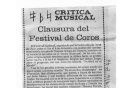 Clausura del Festival de Coros Crítica Musical