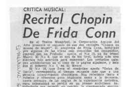 Crítica Musical Recital Chopin con Frida Conn