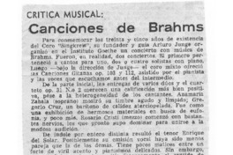 Crítica Musical Canciones de Brahms