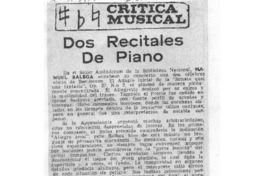 Crítica Musical Dos Recitales de Piano