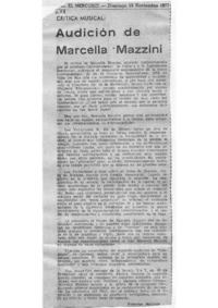 Crítica Musical Audición de Marcella Mazzini