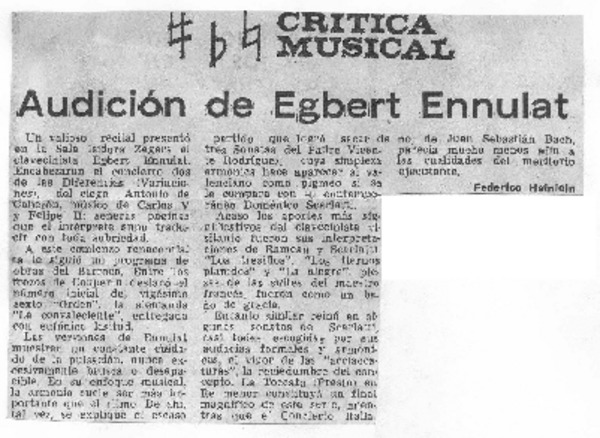Crítica Musical Audición de Egbert Ennulat