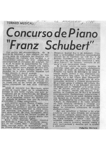 Concurso de Piano "Franz Schubert" Torneo Musical