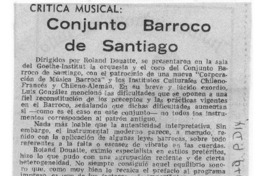Conjunto Barroco de Santiago Crítica Musical