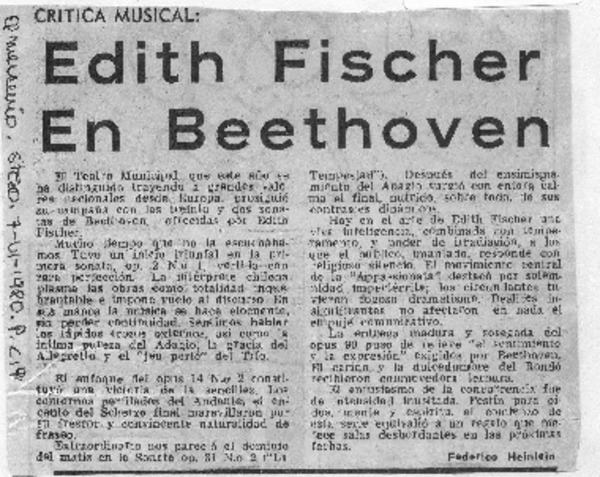 Edith Fischer en Beethoven Crítica Musical